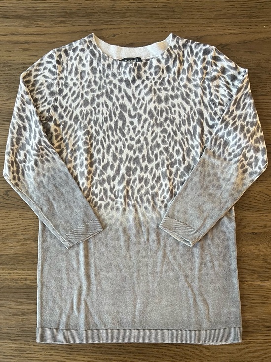 Talbots Sweaters - Talbots Merino Wool Lightweight Sweater Gray Leopard 3/4 Sleeve Workwear Office